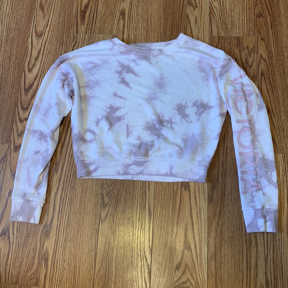 Victoria Sport Mauve Tie Dye Cropped Sweatshirt Pullover Woman's Size Small