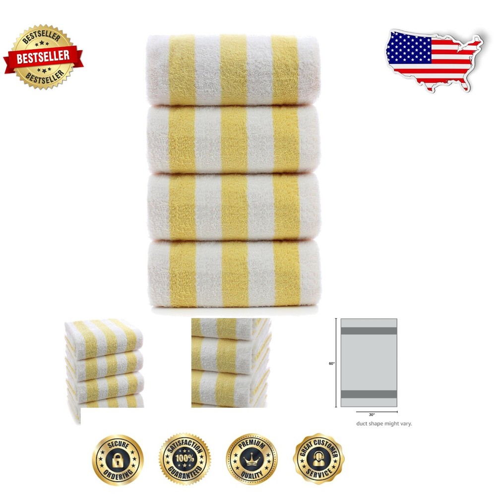 Soft and Absorbent 30x60 Oversized Beach Towels - Set of 4 Cabana Stripe Design