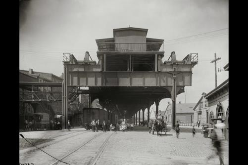 Elevated railway,Delaware,South Streets,roads,Philadelphia,Pennsylvania,PA,1900