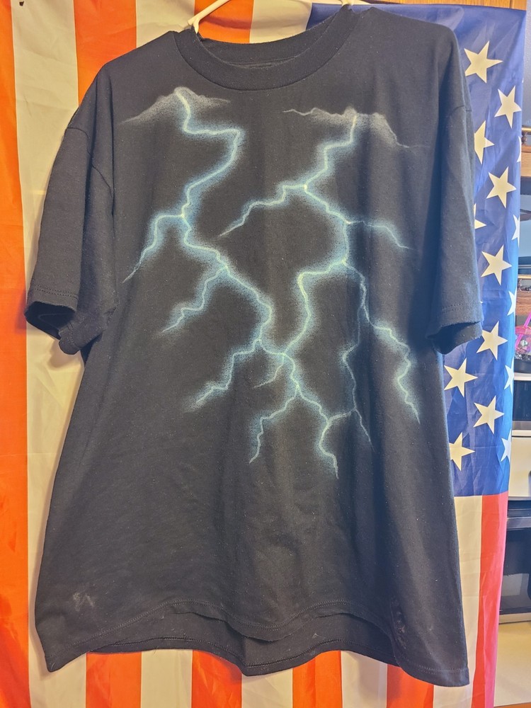 🇺🇸  Vintage 90s  Lightning AOP T-Shirt Sz XL Made In USA Double Sided