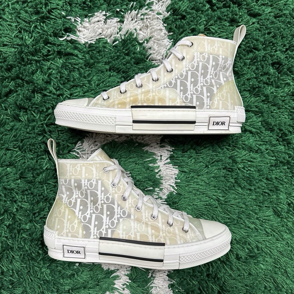 Dior B23 High Top Sneakers Size 10 White Monogram Clean