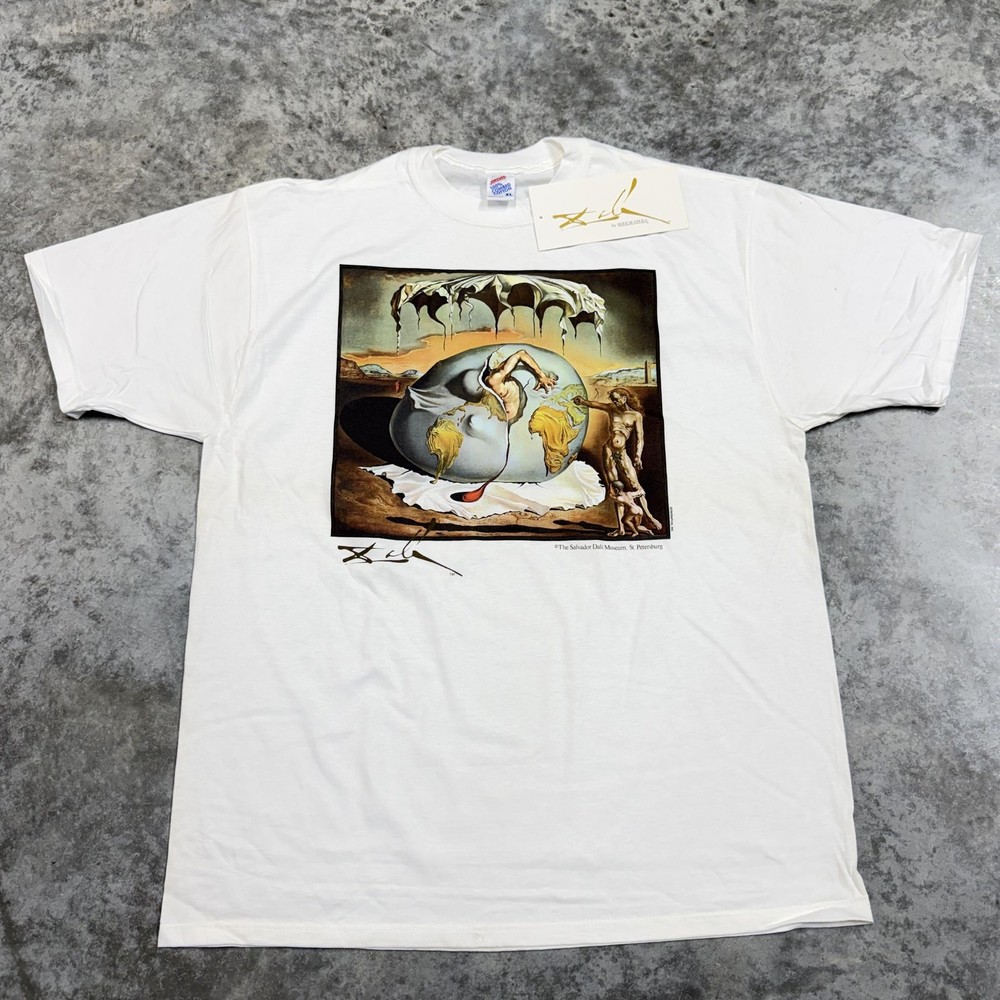 Vintage Salvador Dali Shirt Mens XL Geopoliticus Child Art Tee Dead stock USA