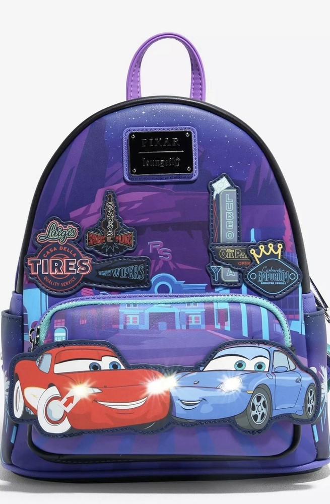 Loungefly Disney Pixar Cars Lightning McQueen & Sally Light-Up Mini Backpack