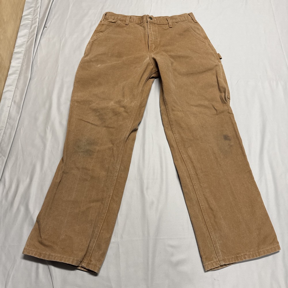 Carhartt Vintage B11 BRN Carpenter Pants 33x30 Brown Duck Canvas Union Made USA