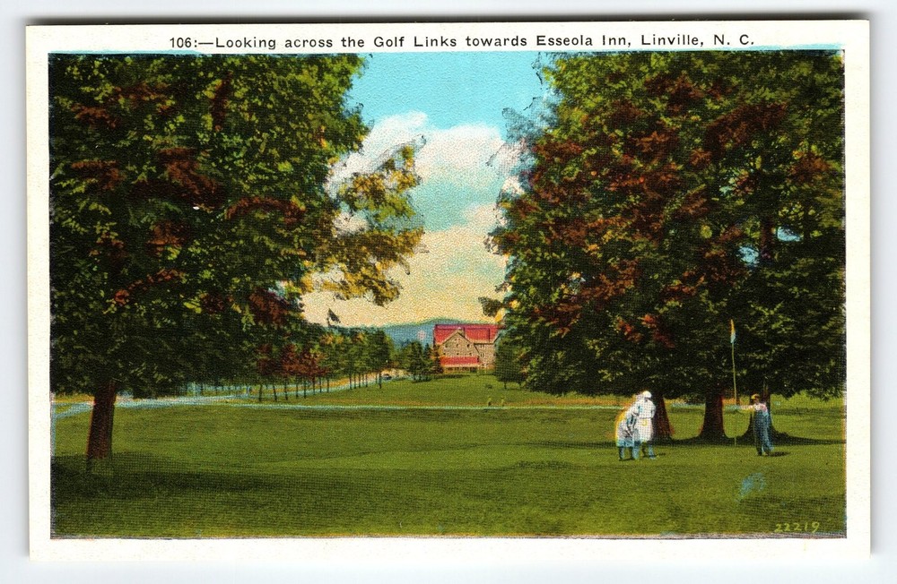 Vintage Linen Postcard Golf Links Esseola Inn Linville NC 1940s
