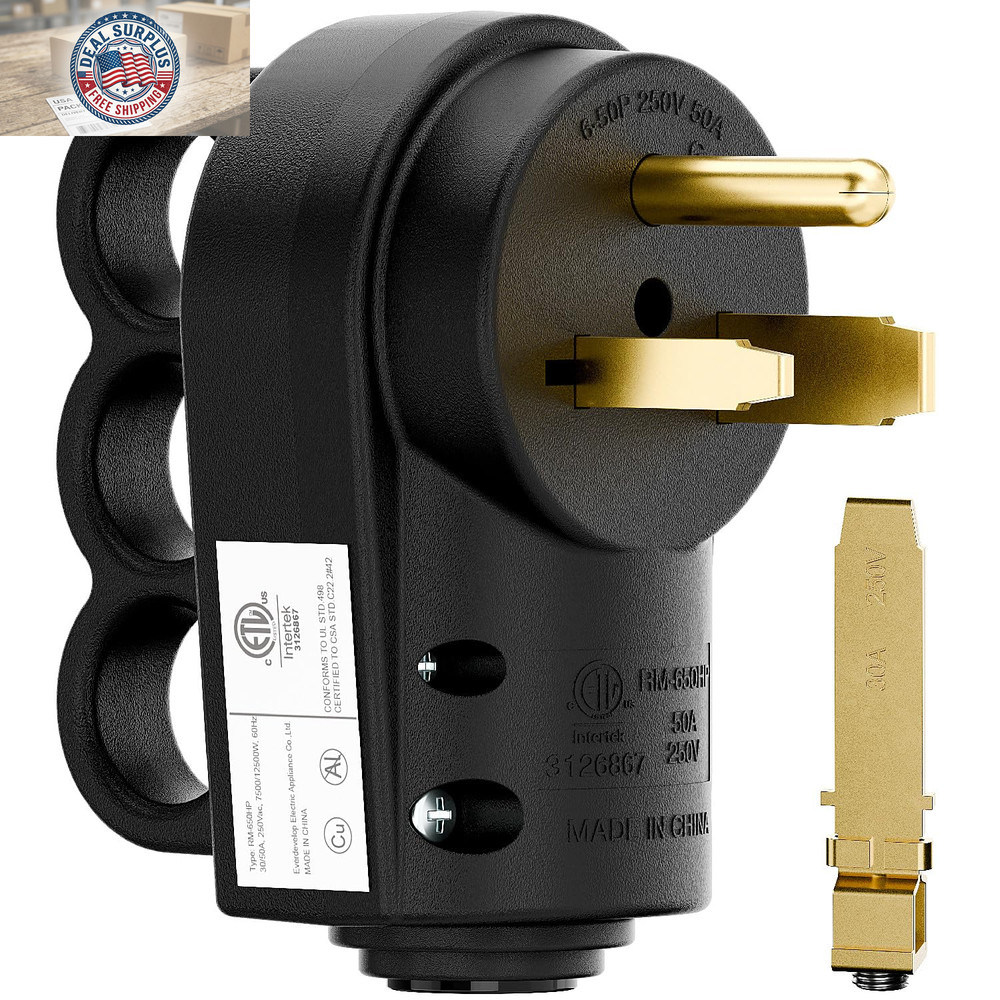 2-In-1 Nema 6-50P/6-30P Welder Plug, 30A/50A 250V Welder 3-Prong Male Plug, ETL