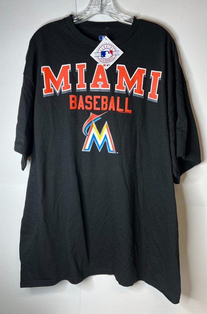 Genuine Merchandise MLB Miami Baseball Marlins Men's 2XL Black T-Shirt NWT