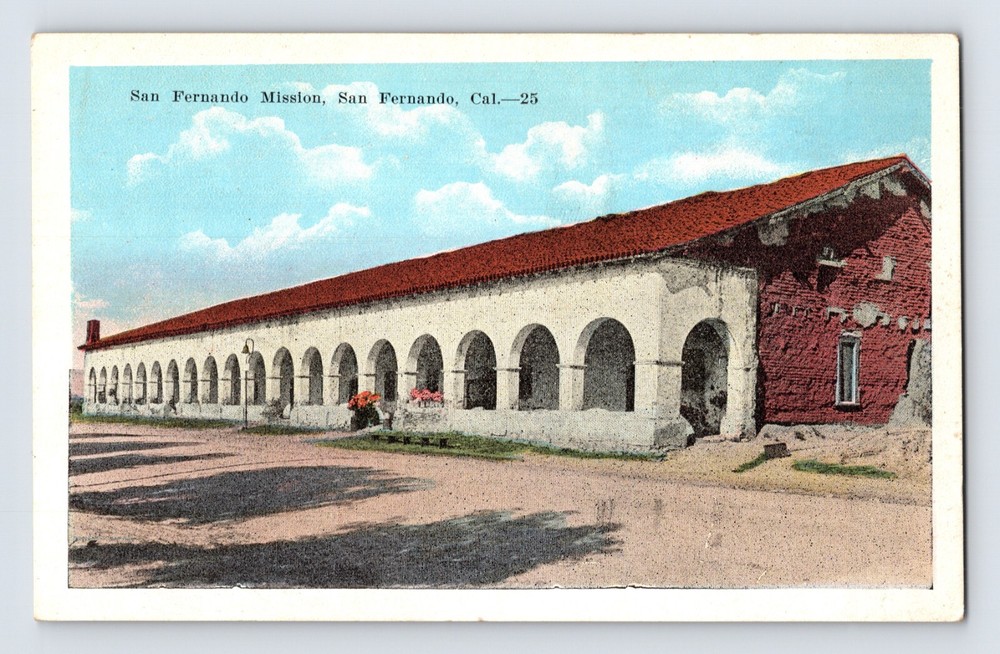 Postcard California San Fernando CA Mission 1930s Unposted White Border