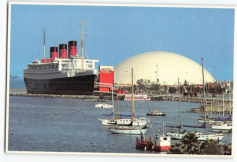 Postcard Queen Mary Long Beach California USA