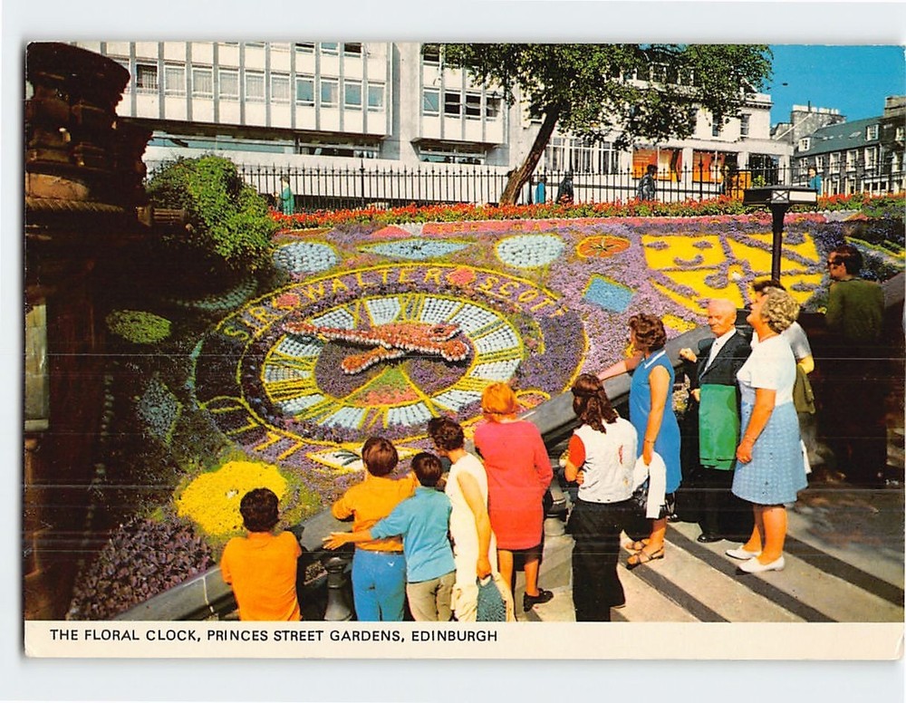 Postcard Floral Clock Princess Street Gardens Edinburgh Scotland