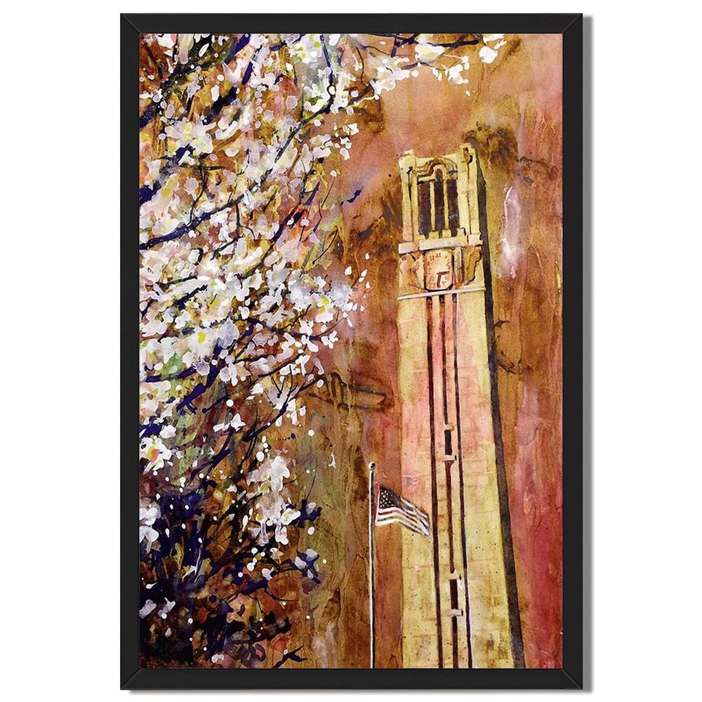 Spring Tower Landscape Framed Canvas Print Vintage Wall Art Home Decor