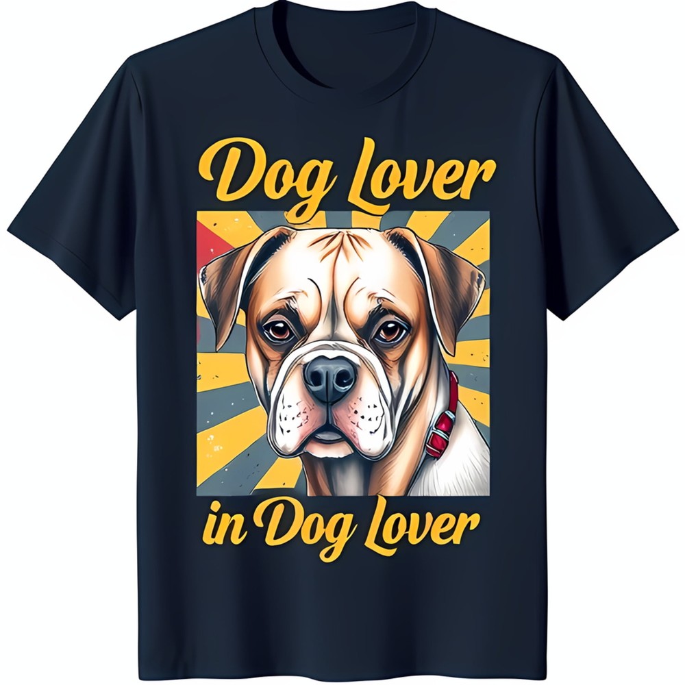Retro Graphic T-Shirt for Dog Lovers Blue with Design