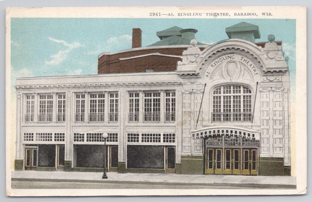 Al Ringling Theatre Baraboo WI 1916 Postcard E.A. Bishop Wisconsin Landmark