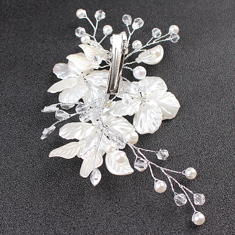 Bridal Crystal Pearl Flower Hair Clip Hair Jewelry Wedding Hair Accessory