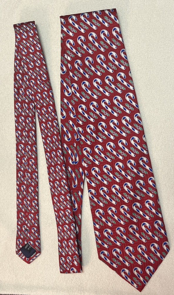 FN Mens Tie Candy Cane One Size Silk Designer Vintage Classic