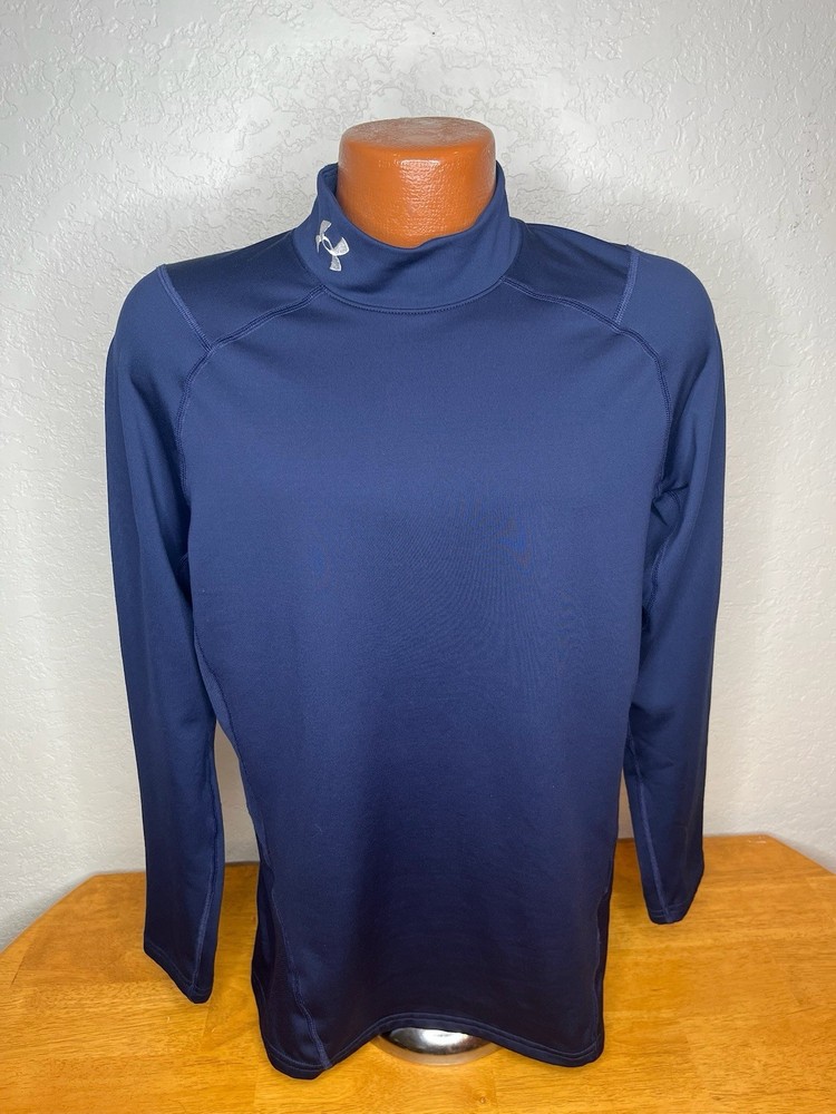 Men's Under Armour L/S Athletic Mock T-Shirt Large L Compression - Polyester