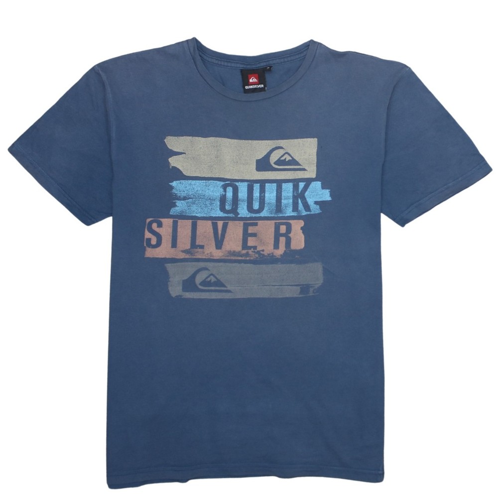 Quiksilver Mens T Shirt Blue Cotton Graphic Print Surf Skate Street Style Logo S