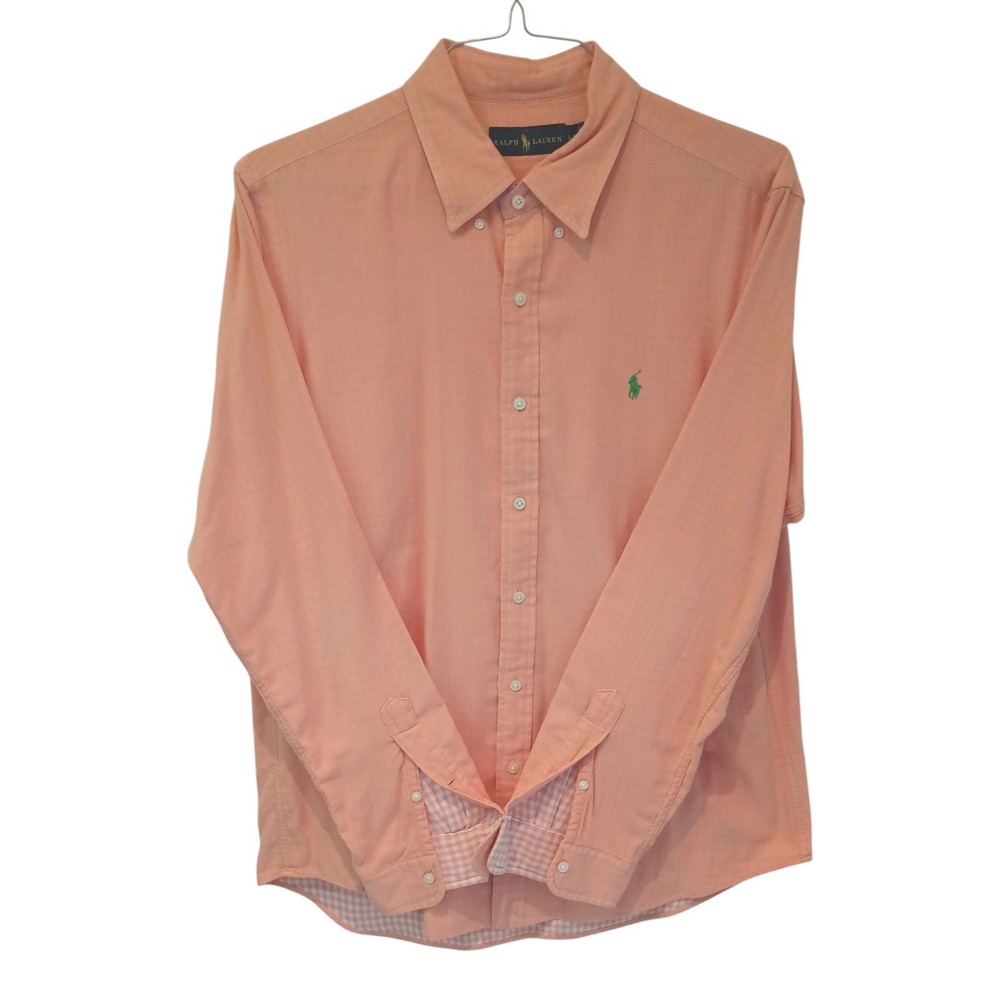 Ralph Lauren Shirt Mens Large Coral Orange Long Sleeve Button-Down Cotton