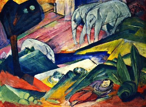 Oil painting abstract with animals art Dream-Franz-Marc hand painted on canvas-image