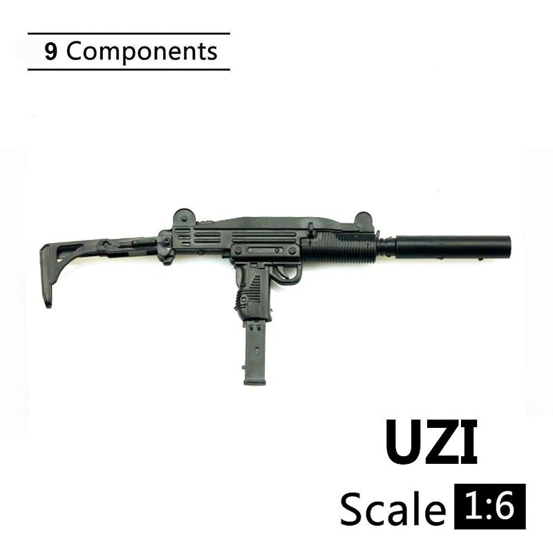 1/6 Scale 4D Assembly Weapon Model UZI Submachine Gun Toy for 12’’ Action Figure