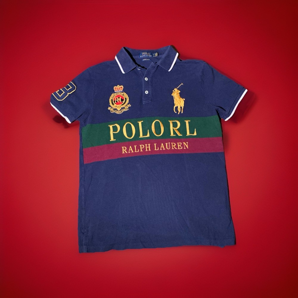 Polo Ralph Lauren Polo Shirt Mens Medium Navy Blue Y2K Big Pony Crest Chief Keef