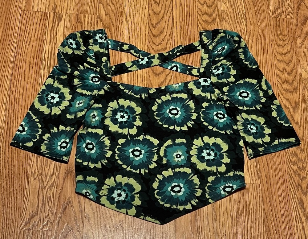 Free People Revolve Womens Forest Green Give Me More Top Criss Cross Back Medium