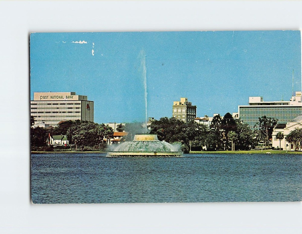Postcard Centennial Fountain Lake Eola Orlando Florida USA