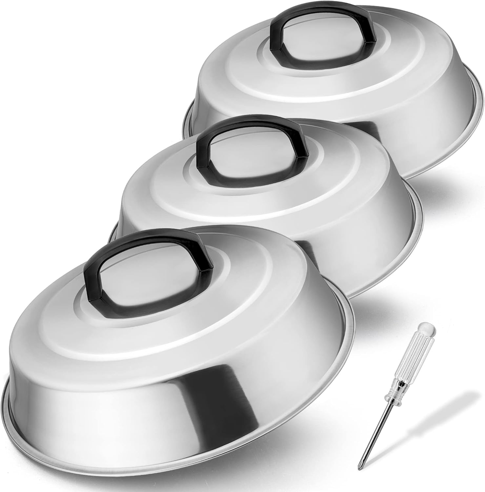 Melting Dome Steam Basting Cover Griddle Accessories 3Pcs for BBQ Grill Cooking