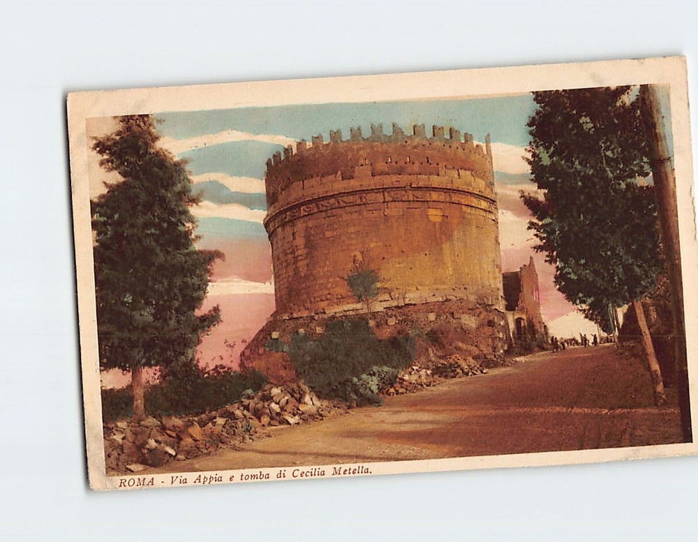 Postcard Via Appia e tomba di Cecilia Metella Rome Italy