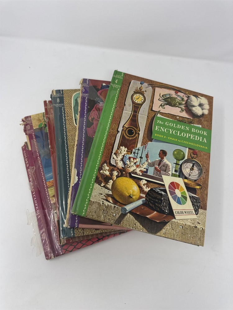Vintage 1959 The Golden Book Encyclopedia Mixed Lot Volumes 4 5 8 9 10 Retro