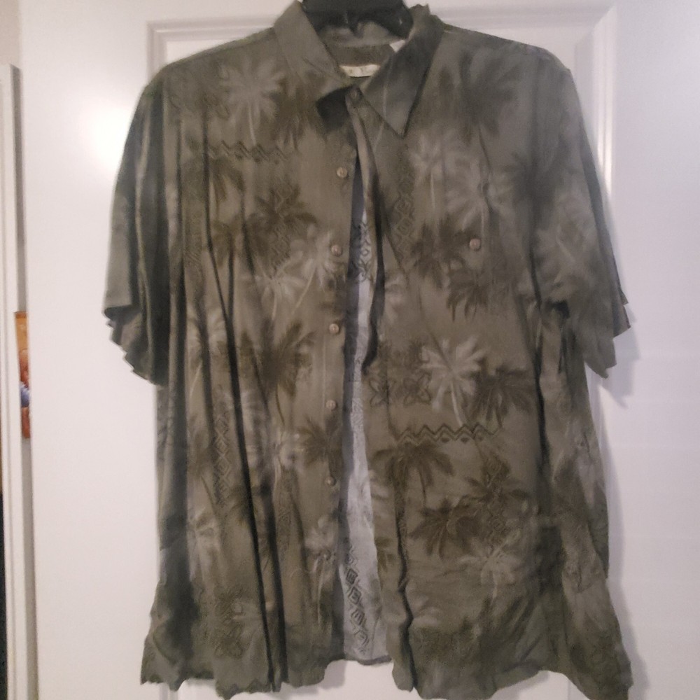 Batik Bay XL Men's Hawaiian Shirt- Dark Green- 100% Rayon- Tropical Beach Wear