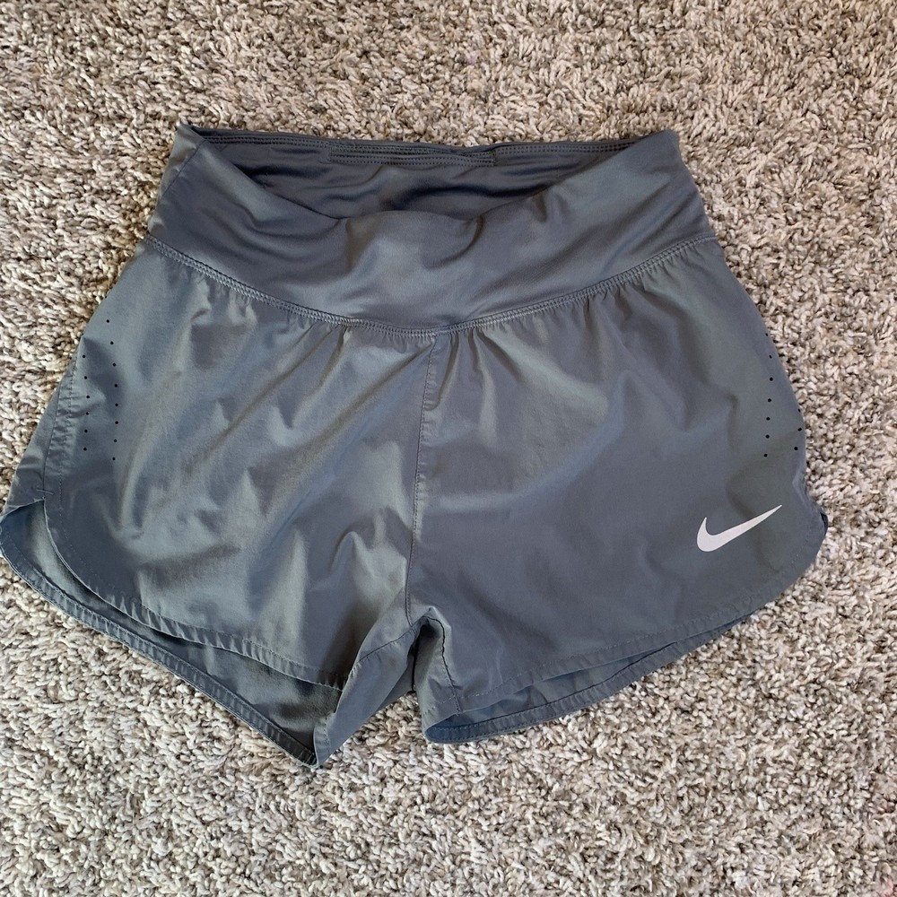 Nike Shorts Womens Small Gray Dri-FIT Running Lined Athletic Zip Pocket