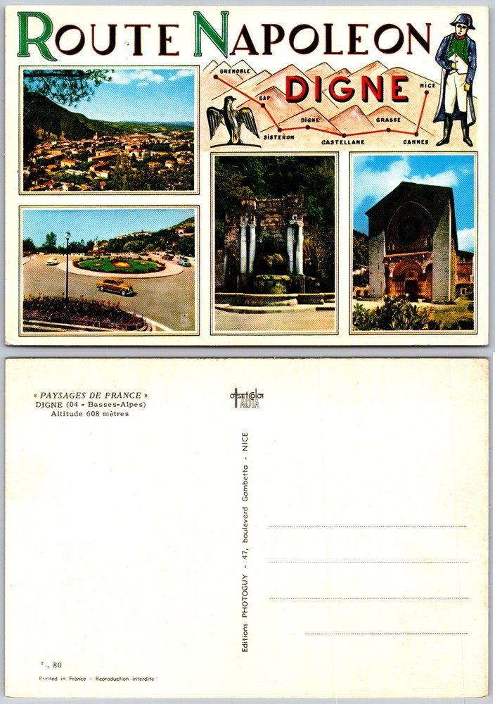 Continental Route Napoleon Digne France Postcard