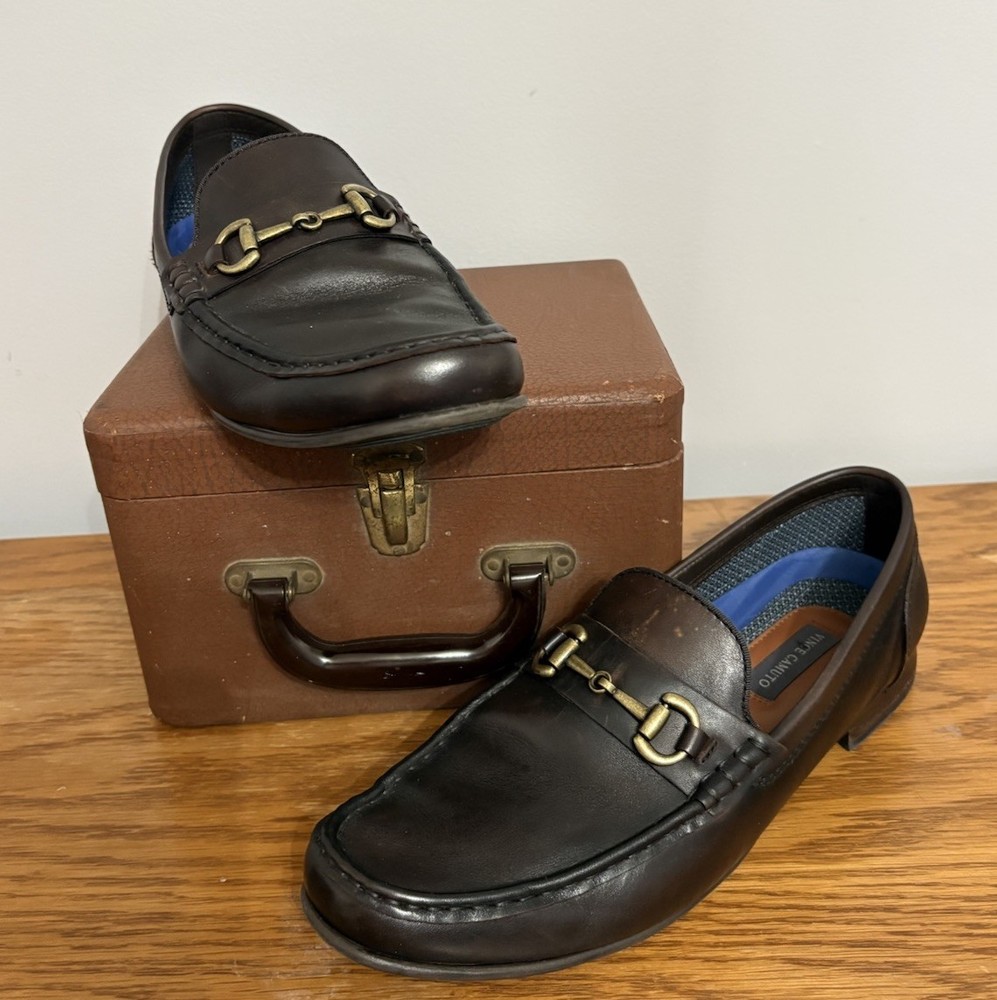 Men’s Vince Camuto Dark Brown Leather Corwin Loafers Sz 13M Bit Detail