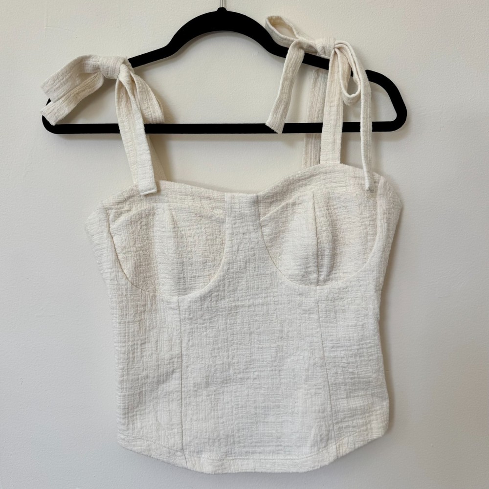 Maeve by Anthropologie Smocked Bustier Corset Top-Tie Shoulder - Size M