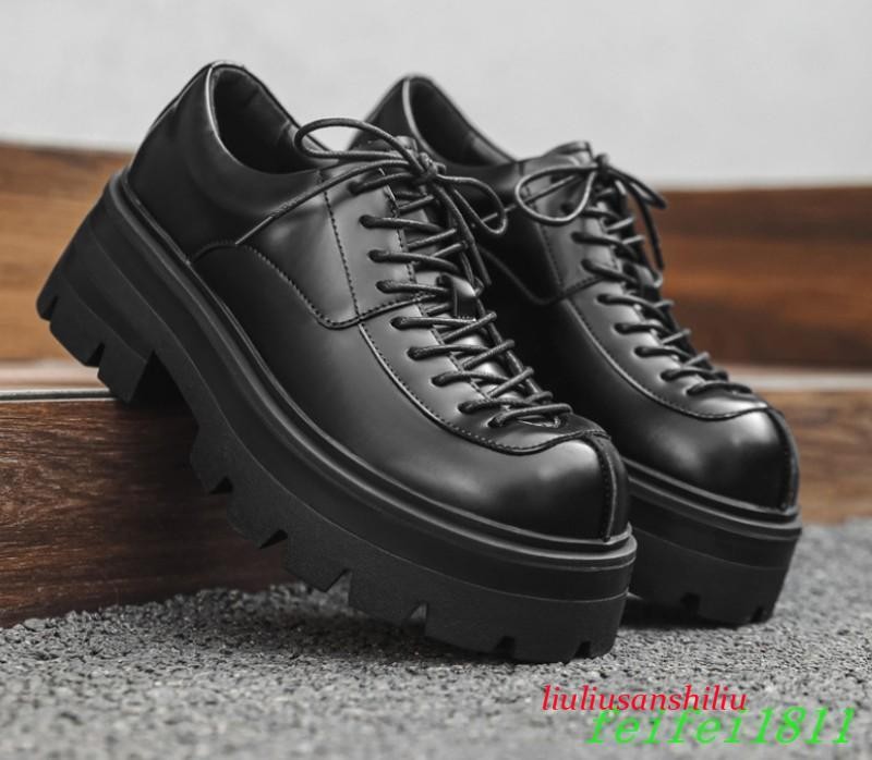 Men's Round Toe Platform Oxford Dress Business Casual Faux Leather Lace Up Shoes