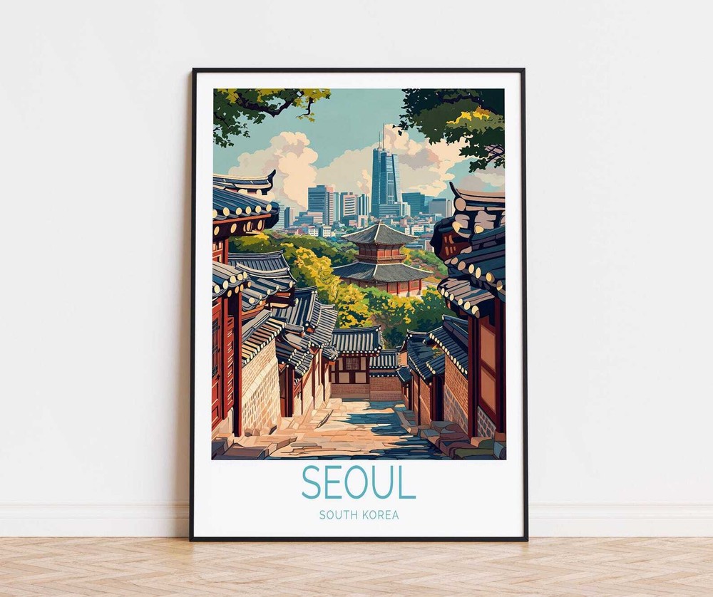 Seoul Travel Poster Seoul South Korea Travel City Wall Art South Korea Print