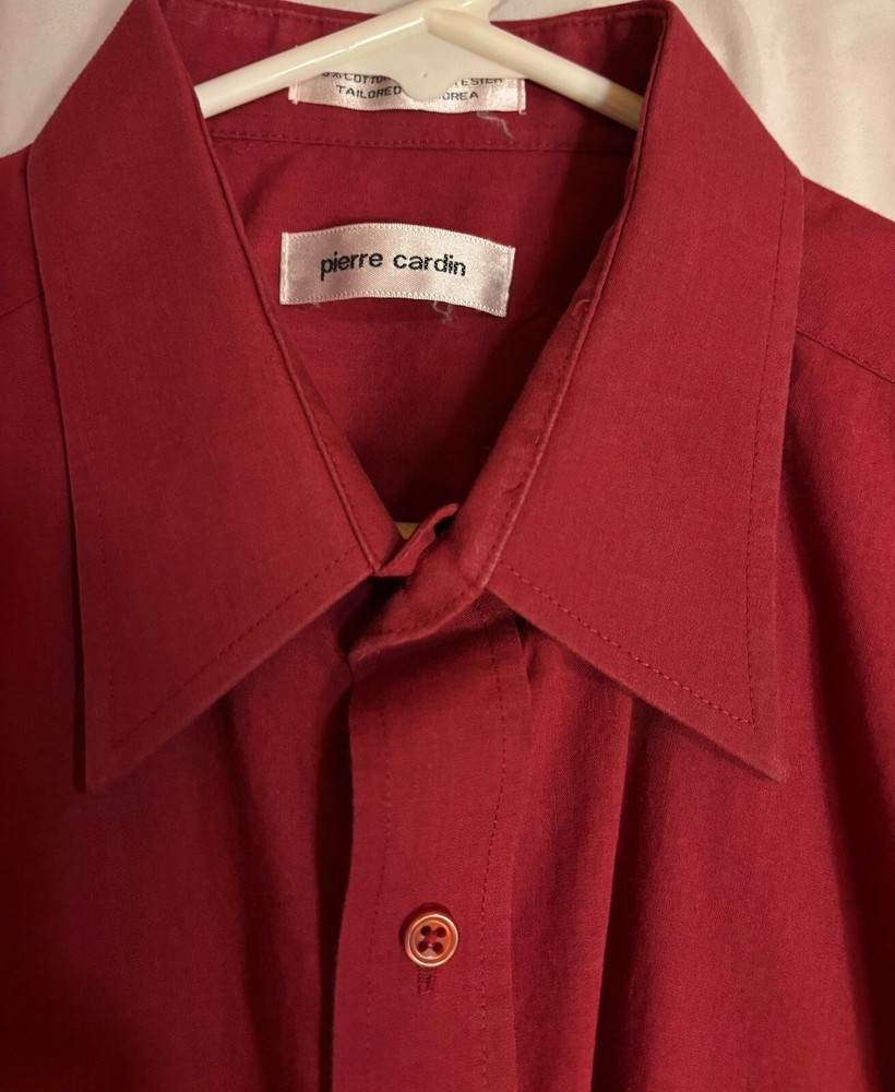 Pierre Cardin Mens Long Sleeve Button Up Brick Red Shirt 16 34/35