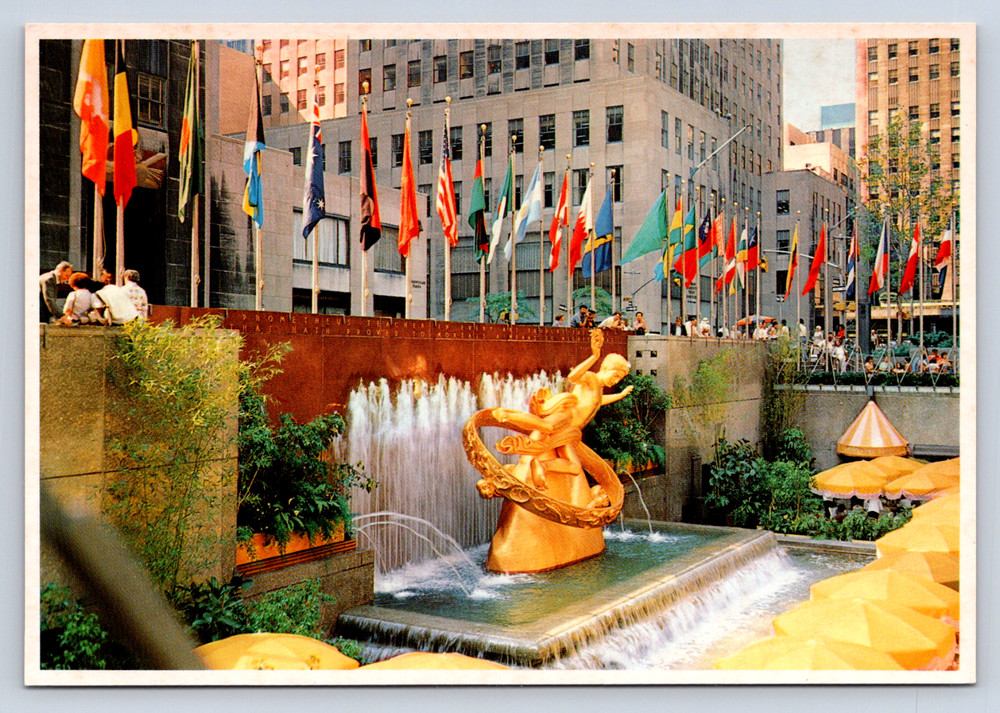 Vintage Postcard Rockefeller Center Prometheus Statue New York City