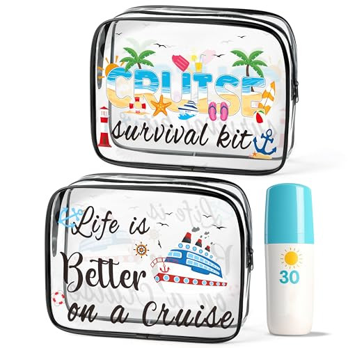 Cruise Clear Makeup Bag 2Pcs Large Travel Cosmetic Organizer Essentials