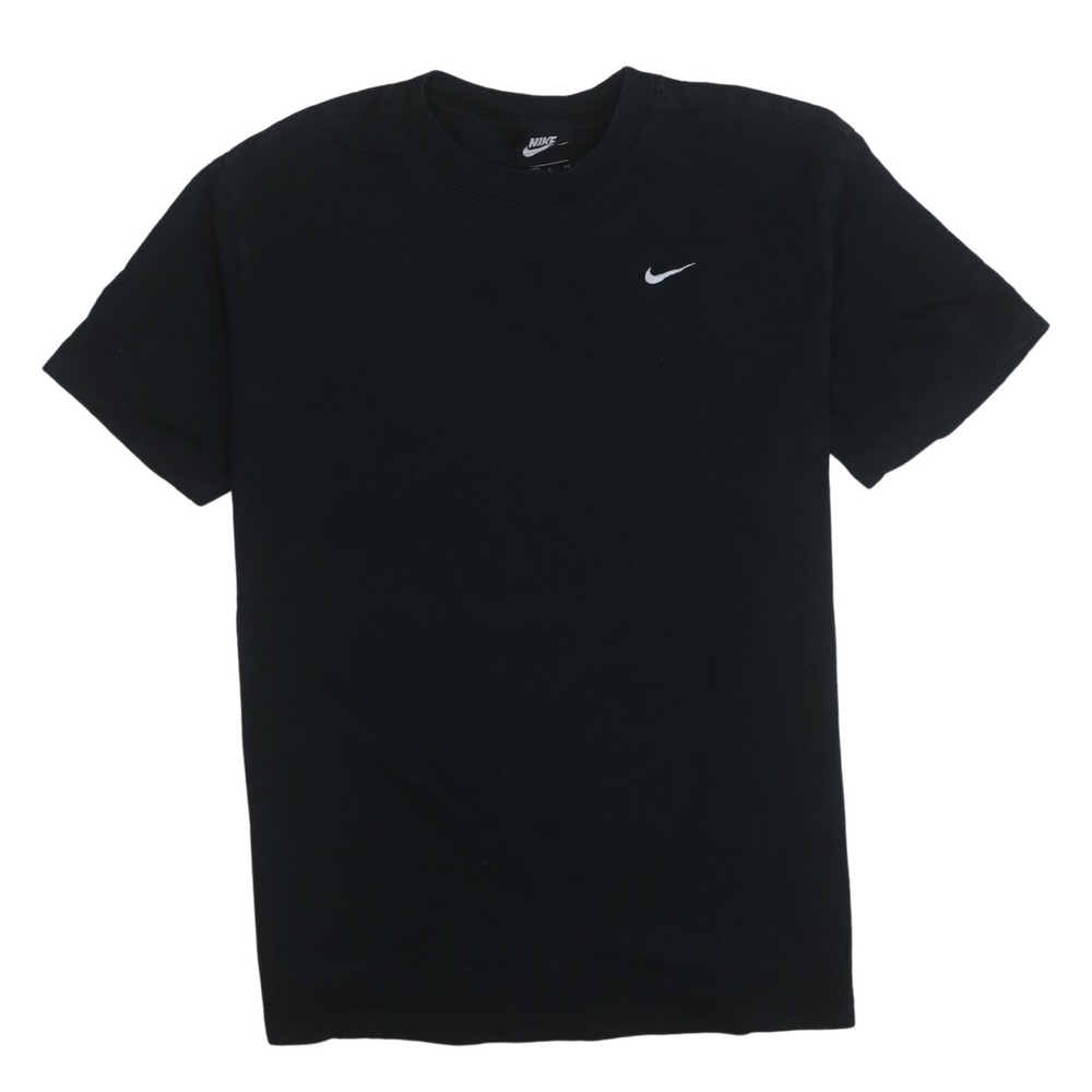 Nike Mens T Shirt Black Cotton Jersey Embroidered Swoosh Relaxed Fit Vintage S