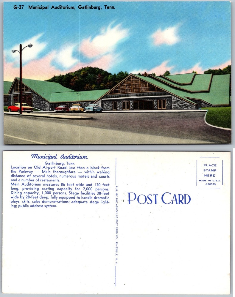 Municipal Auditorium Gatlinburg Tennessee Postcard