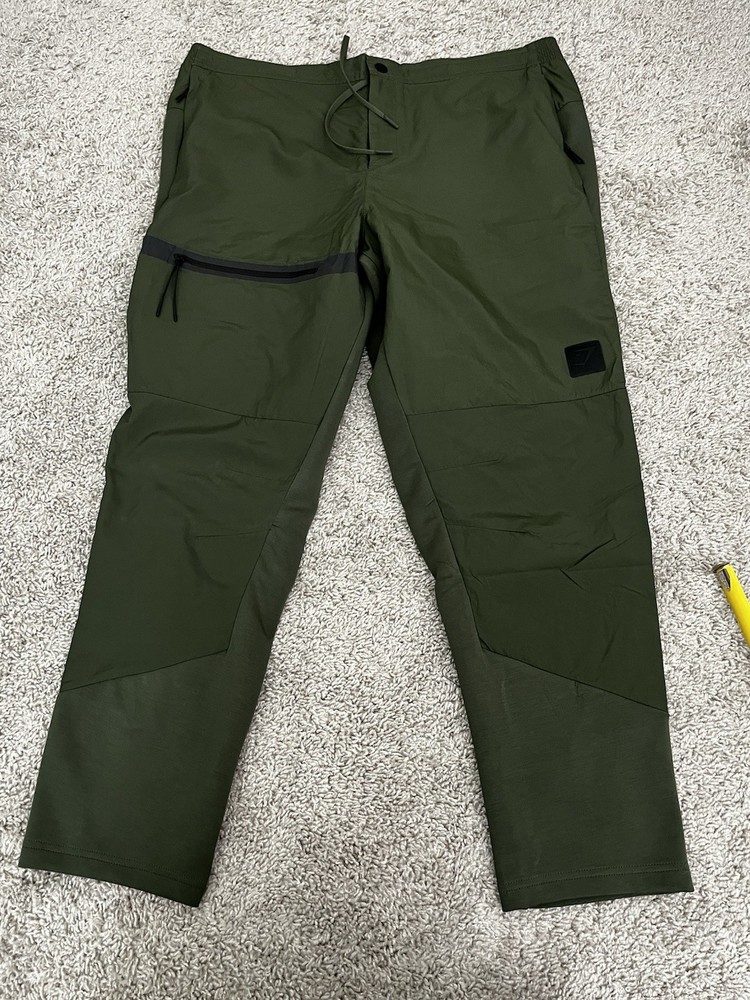 Gymshark Pants Mens XXL Green Athletic Training Jogger Stretch Zipper Pocket