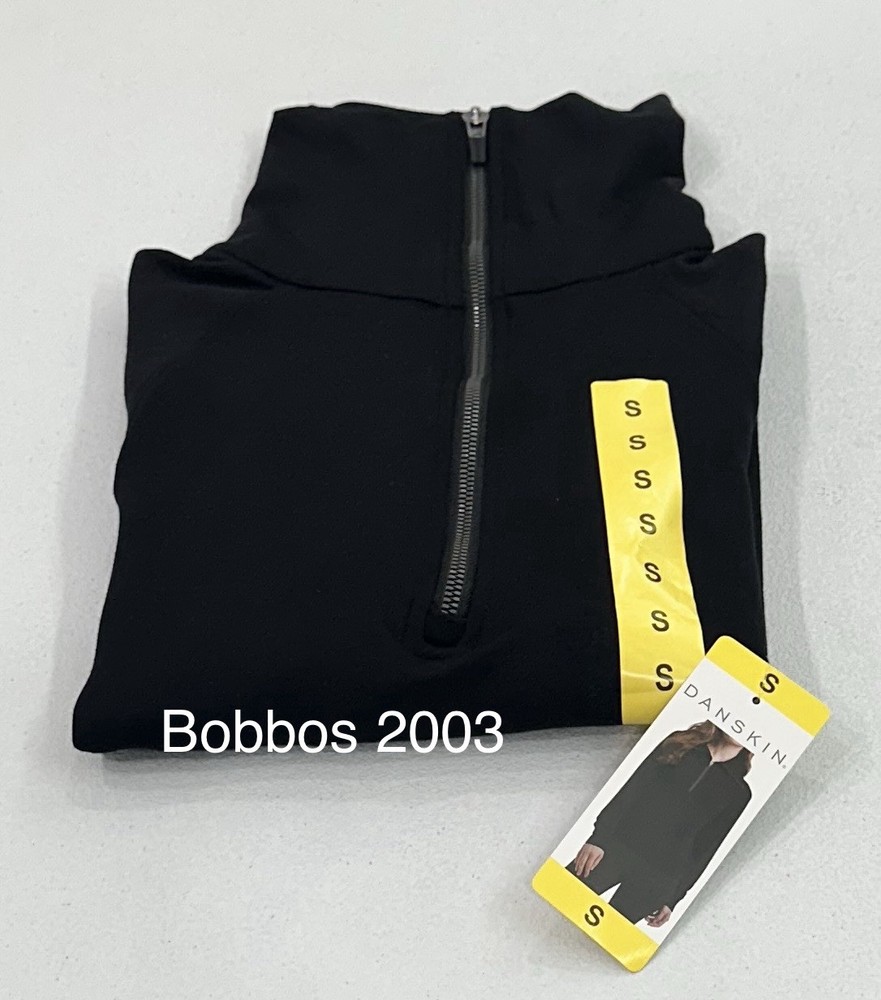 Danskin Women's Luxe Half Zip Pullover, Black Salt, Size S