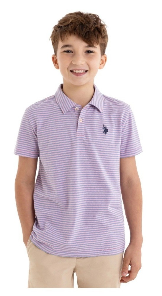 New US Polo Boys Striped Jersey Polo Shirt Size L(10-12)