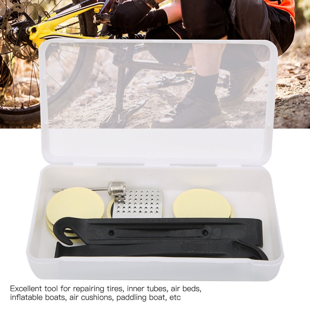 Portable Bike Tire Repair Kit with Levers, Patch, Rasp & Gas