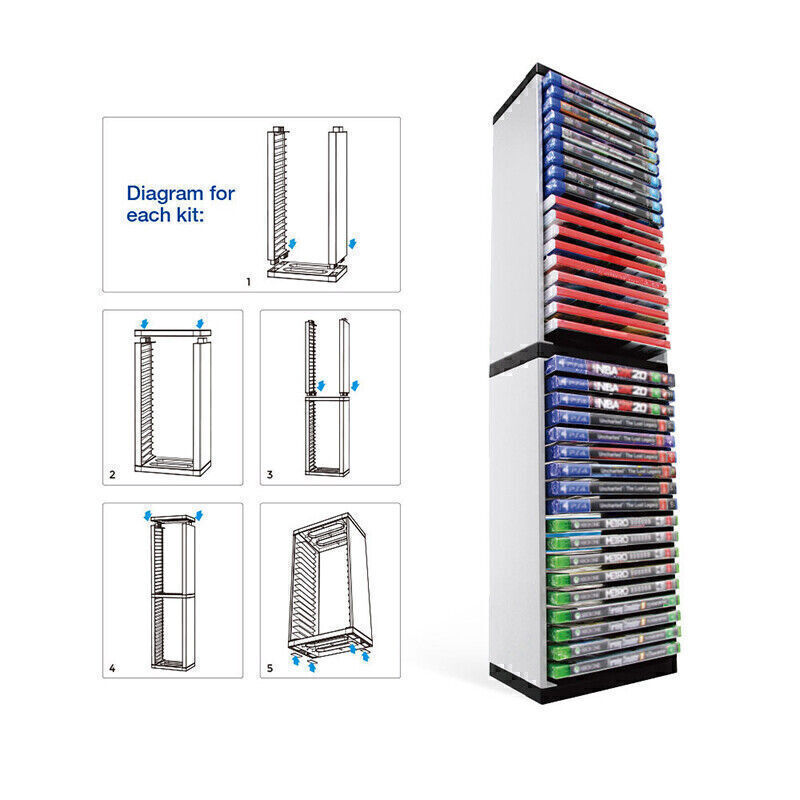 12/36 Game CD Discs Storage Rack Double Layer For PS4/PS5/ONE/Nintendo Switch