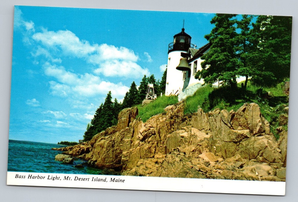 Bass Harbor Light Acadia National Park Desert Island Maine ME Vintage Postcard-image