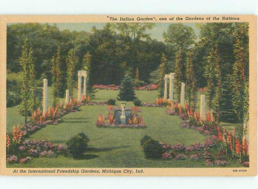 Linen GARDEN SCENE Michigan City Indiana IN m/09 AF6855
