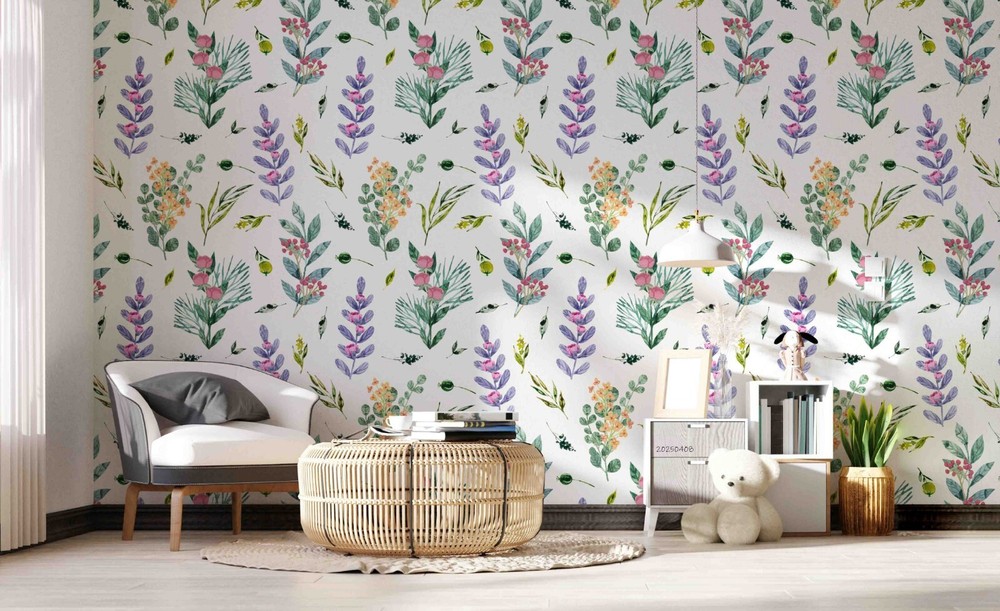 3D Flower Flora Watercolor Pattern Wallpaper Wall Murals Removable Wallpaper 4